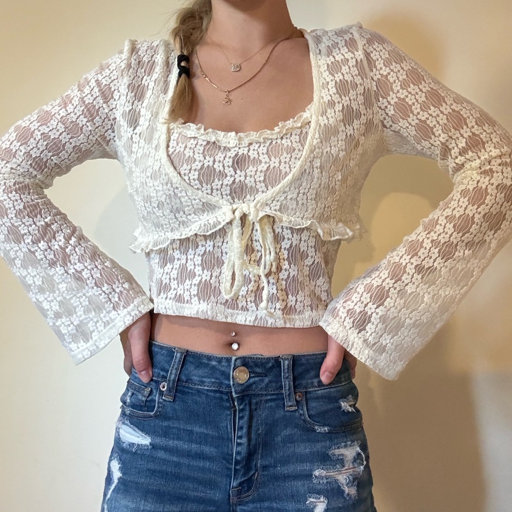 White Lace Two Piece Set